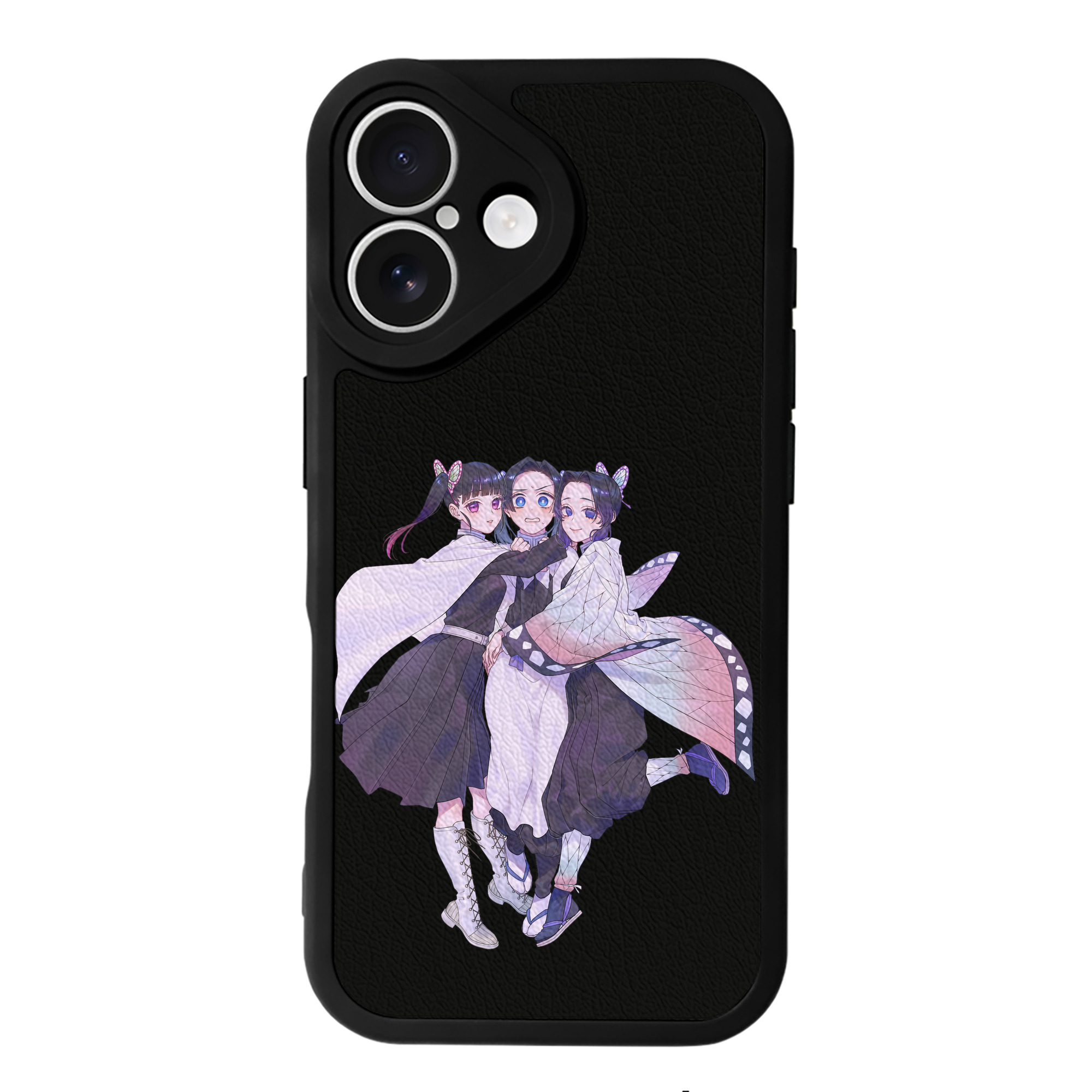 （画像用） 鬼滅の刃（きめつのやいば）蟲柱-胡蝶 しのぶ／こちょう しのぶ Kochou Shinobu 【iPhone 16シリーズ対応】シリコンスマホケース（レザー調） 材質：シリコン